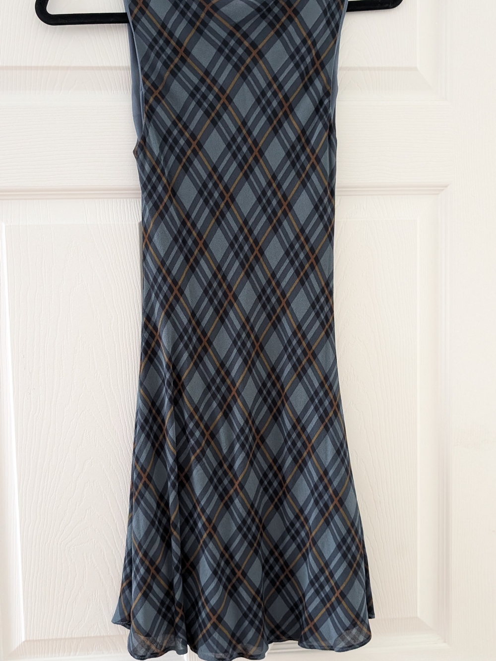 Reformation Slate Blue and Brown Plaid Mini Dress - Picture 4 of 4